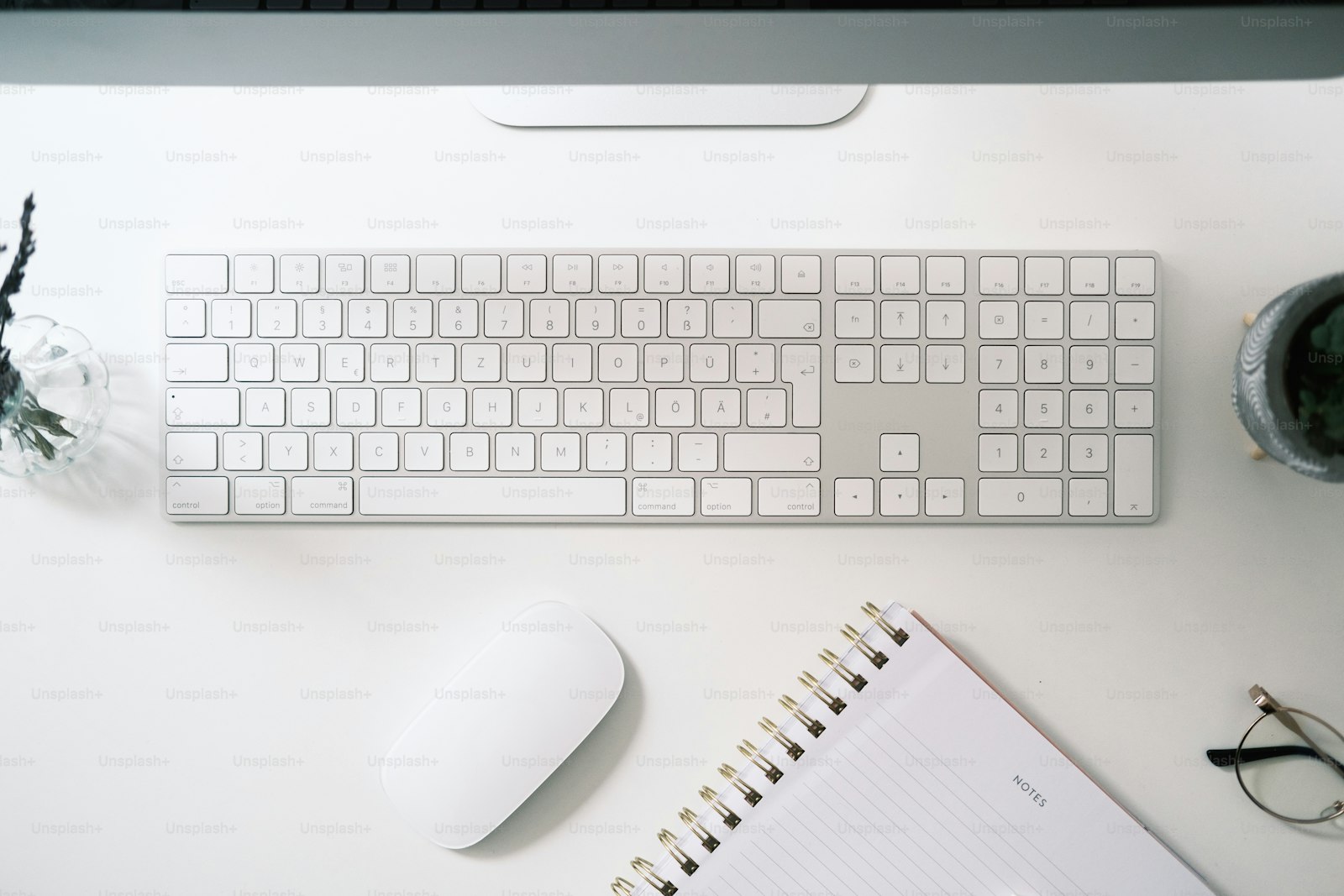 A keyboard and a mouse on a desk