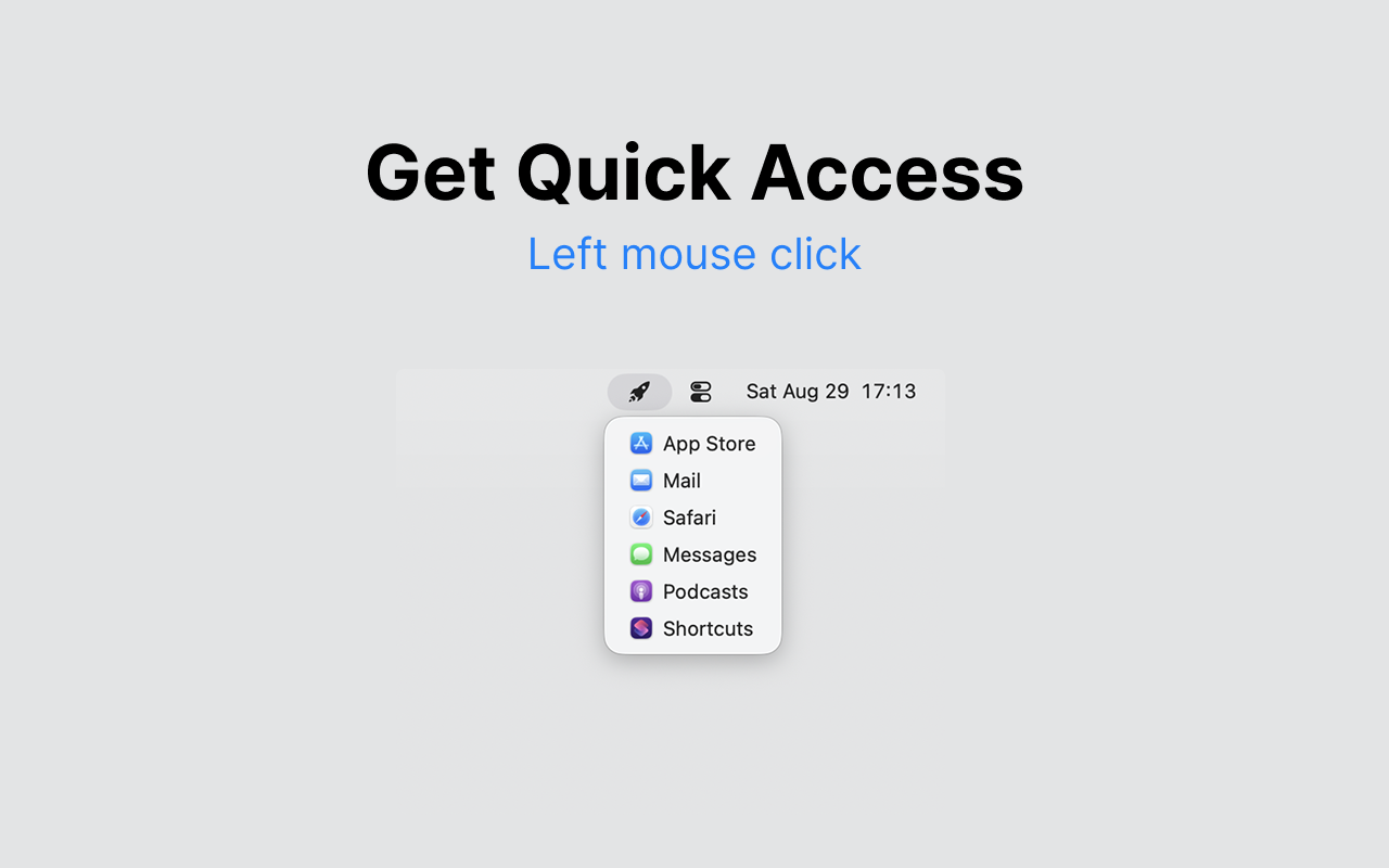 Menu Launcher showing app and folder shortcuts